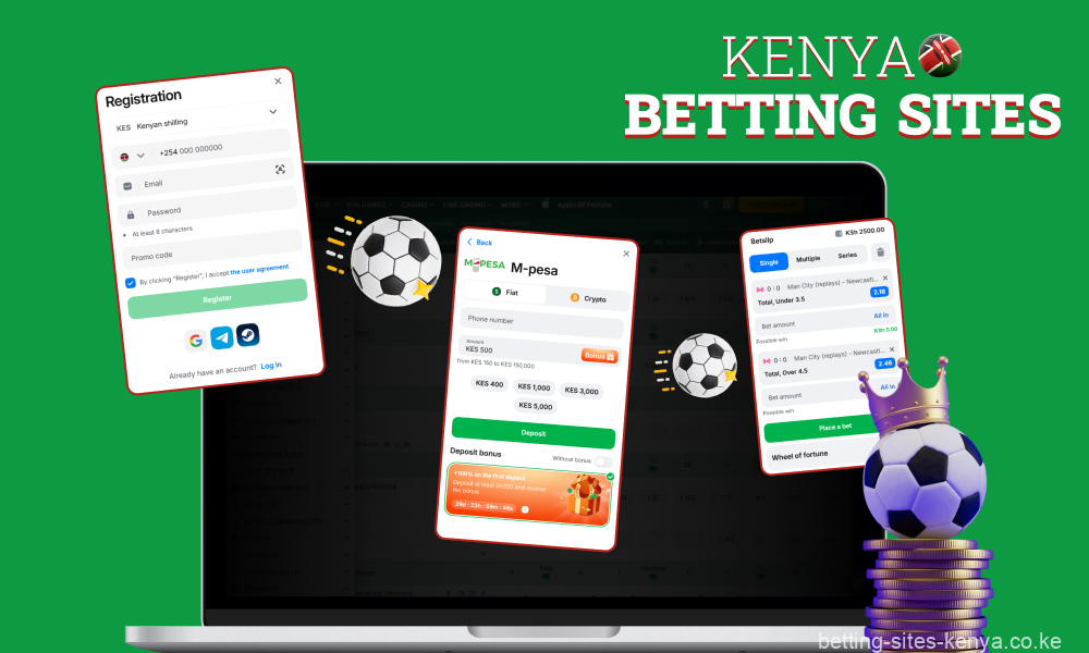 To start betting on football in Kenya, simply choose a reliable website, register, top up your account and place your first bet on the match of your choice