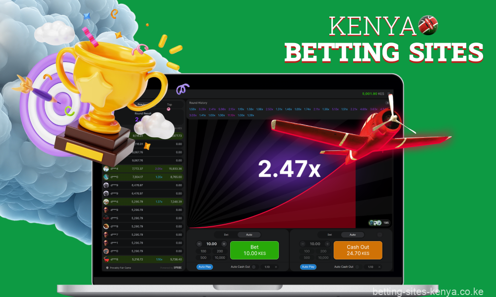 To start playing Aviator in Kenya, choose a licensed site, register, top up your account and place a bet, keeping an eye on the multiplier growth